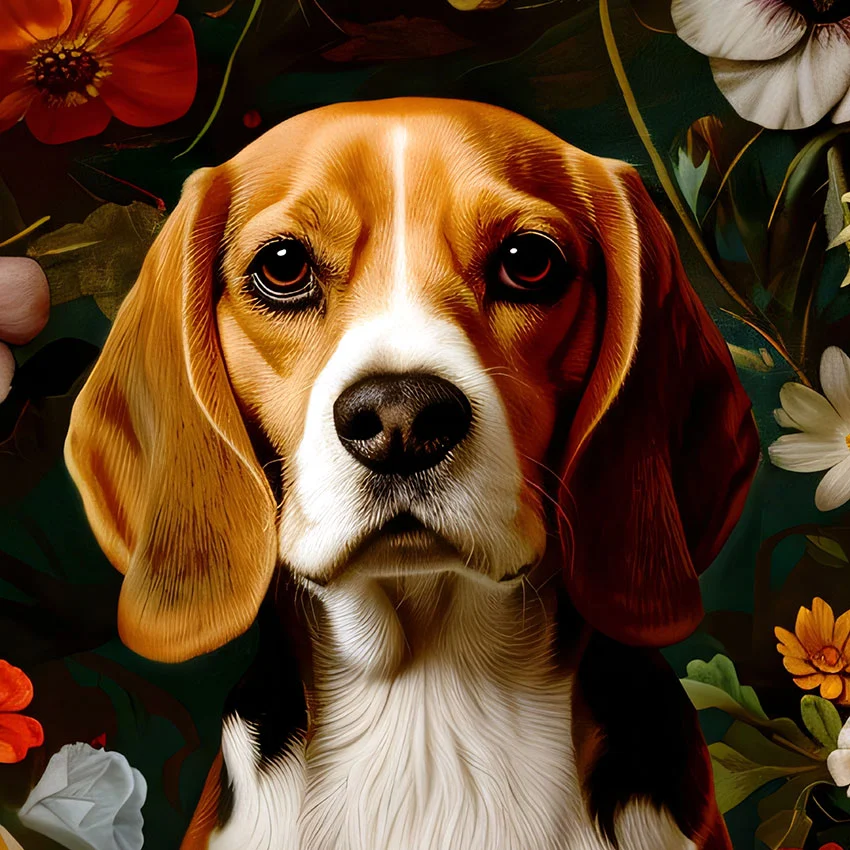 Framed Beagle portrait – classic dog art from The Garden Menagerie
