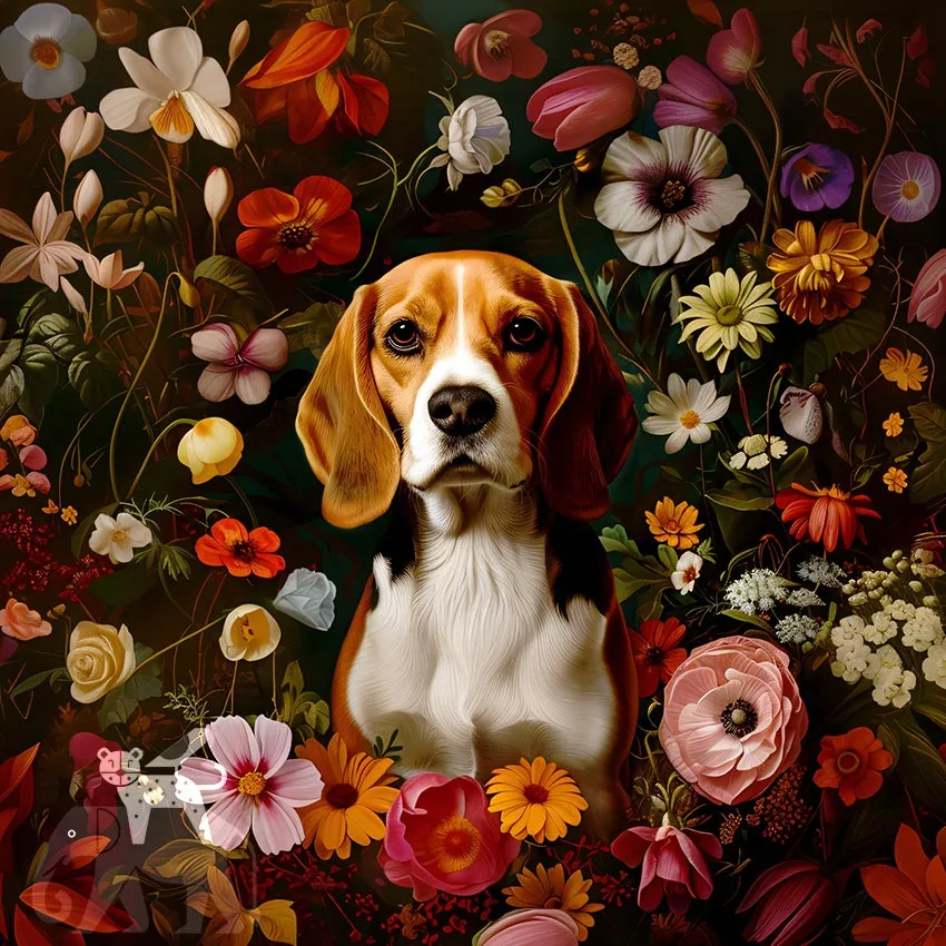 Beagle dog pet portrait wall decor by The Garden Menagerie