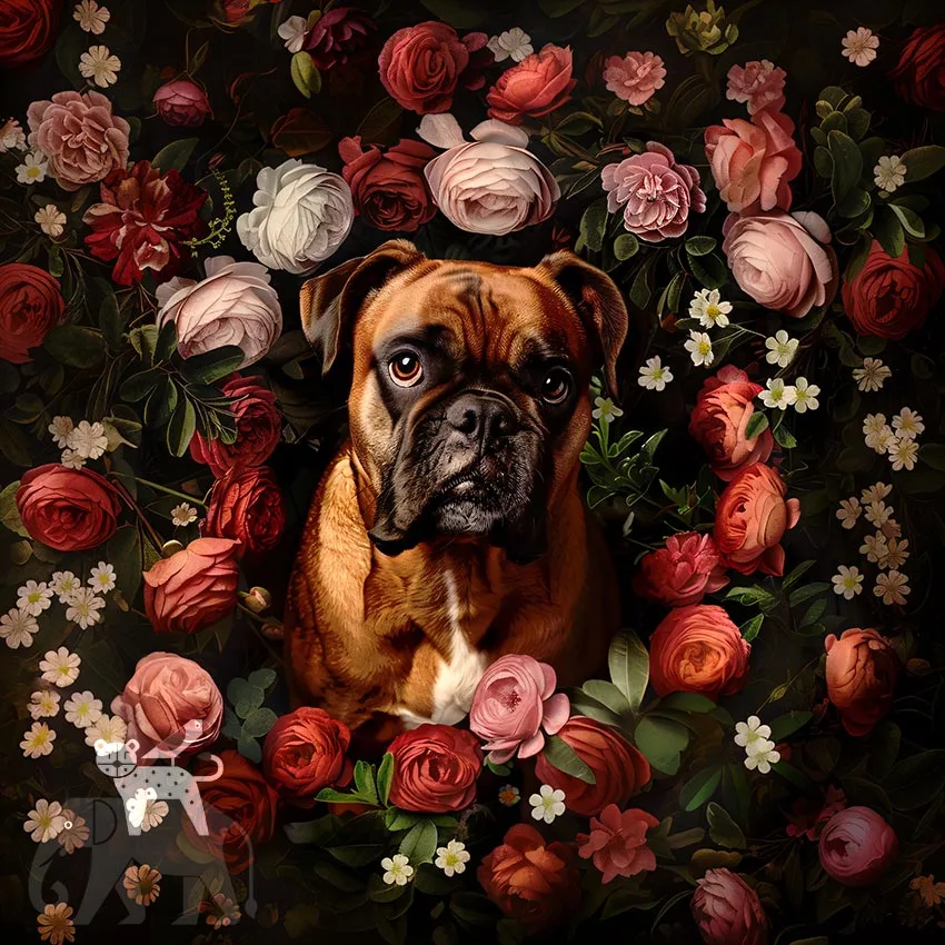 Boxer dog pet portrait wall decor by The Garden Menagerie