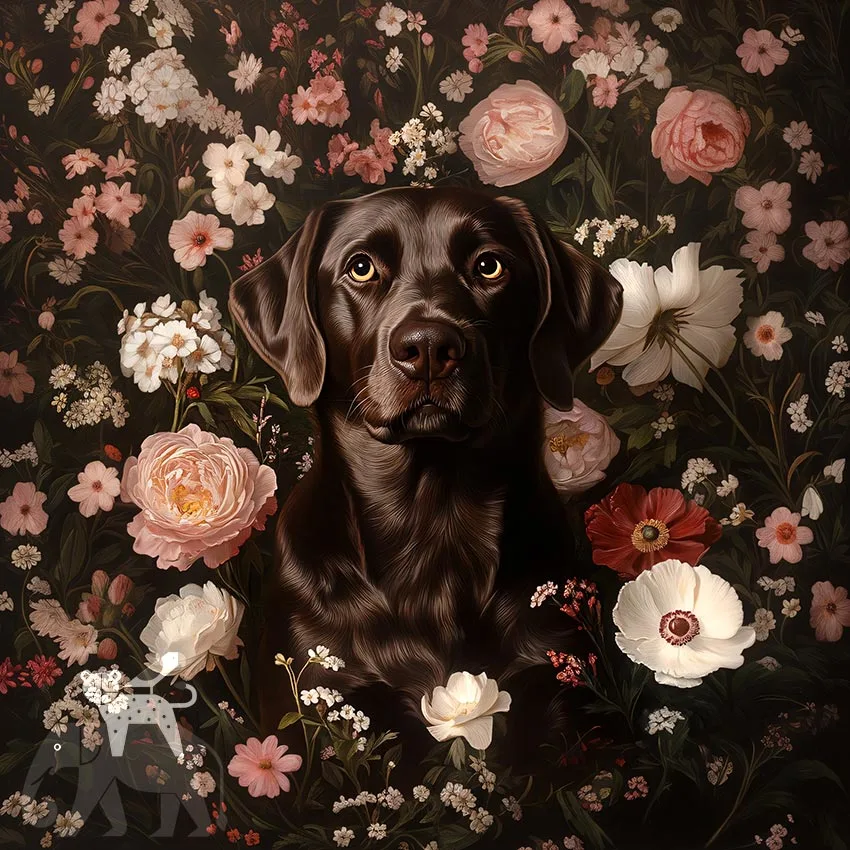 Brown Labrador Retriever dog pet portrait wall decor by The Garden Menagerie