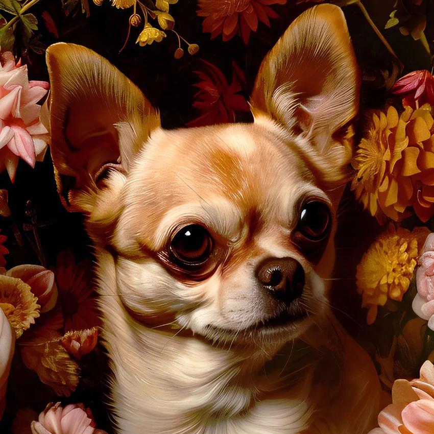 Framed Chihuahua portrait – classic dog art from The Garden Menagerie