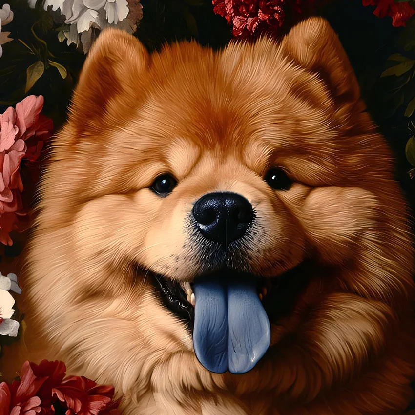 Framed Chow Chow portrait – classic dog art from The Garden Menagerie