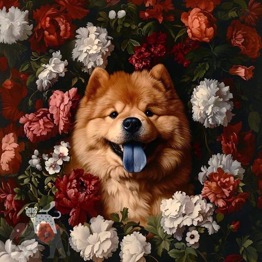 Chow Chow dog pet portrait wall decor by The Garden Menagerie