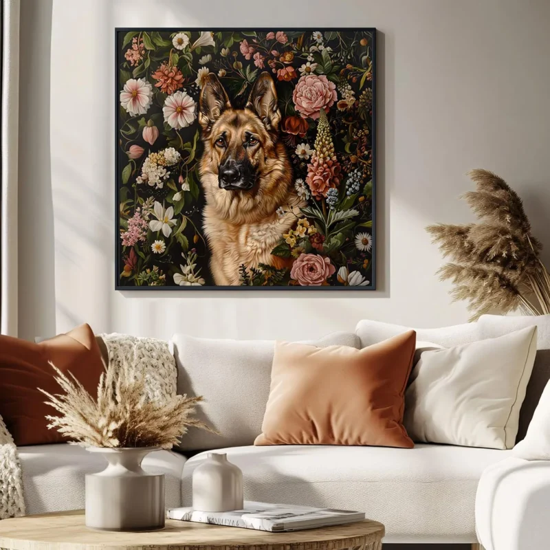 Framed German Shepard portrait prints – Dog wall art and decor from The Garden Menagerie