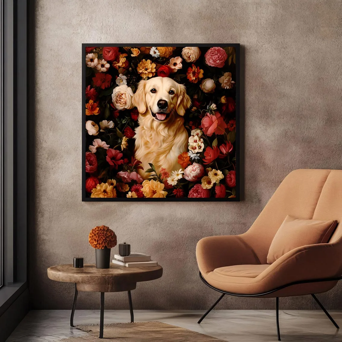 Framed Golden Retriever portrait prints – Dog wall art and decor from The Garden Menagerie