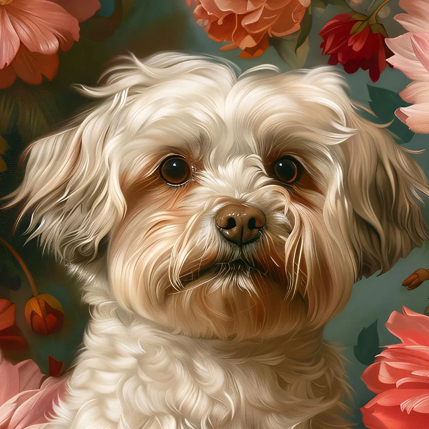 Framed Havanese portrait – classic dog art from The Garden Menagerie