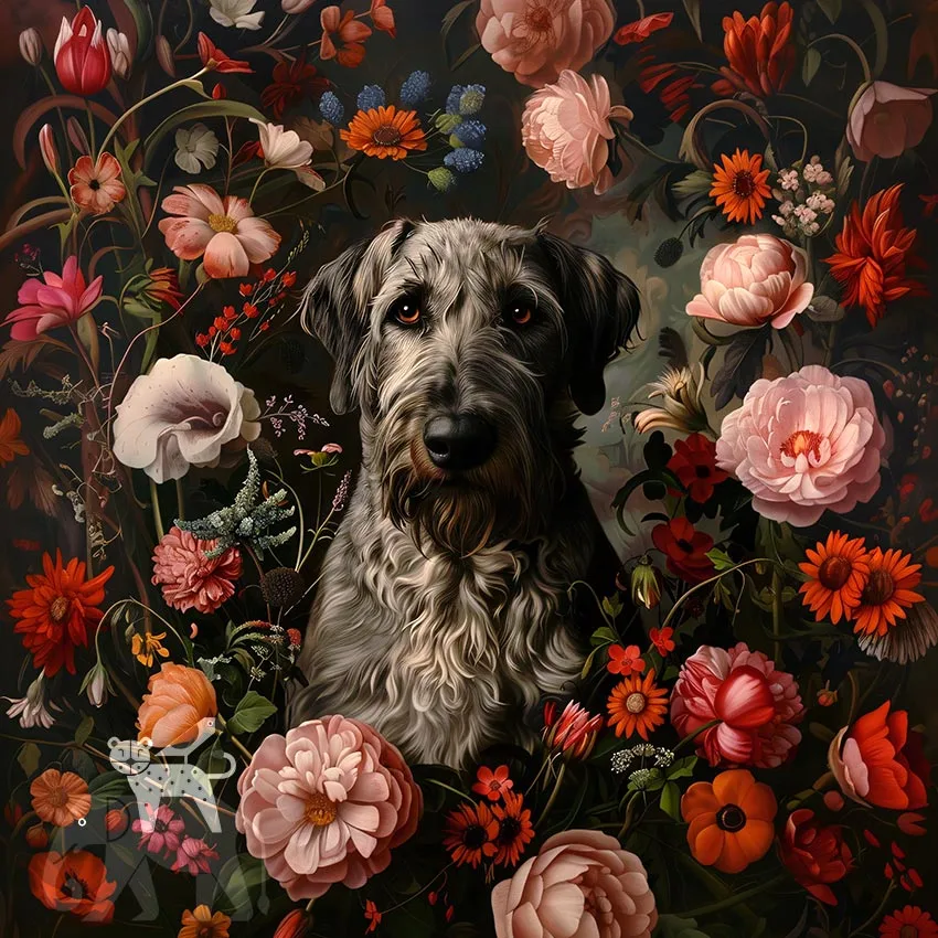 Irish Wolfhound dog pet portrait wall decor by The Garden Menagerie