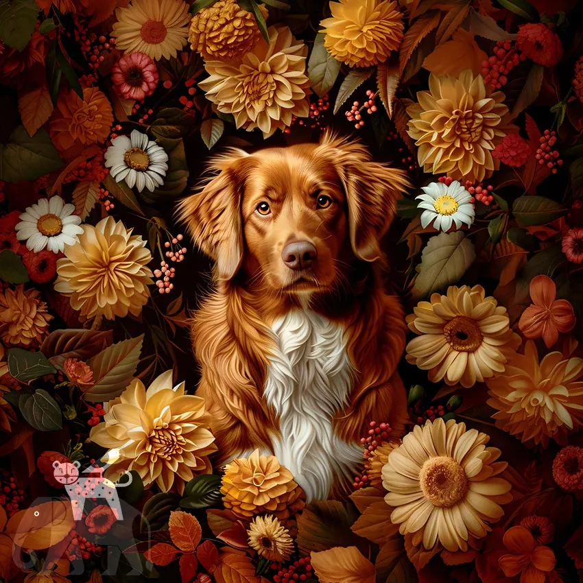 Nova Scotia Duck Toller dog pet portrait wall decor by The Garden Menagerie