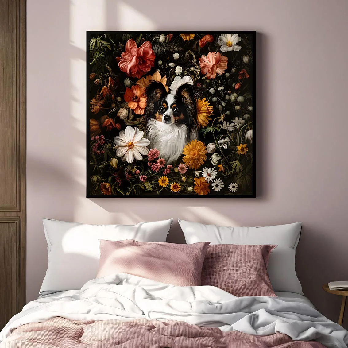 Framed Papillon portrait prints – Dog wall art and decor from The Garden Menagerie