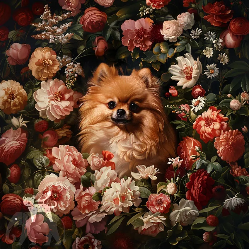Pomeranian dog pet portrait wall decor by The Garden Menagerie
