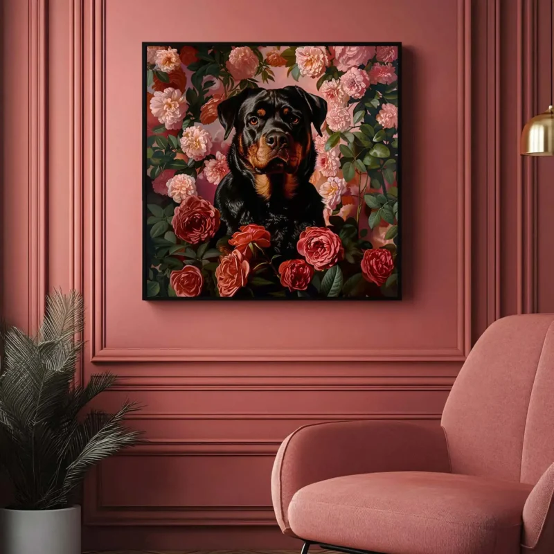 Framed Rottweiler portrait prints – Dog wall art and decor from The Garden Menagerie