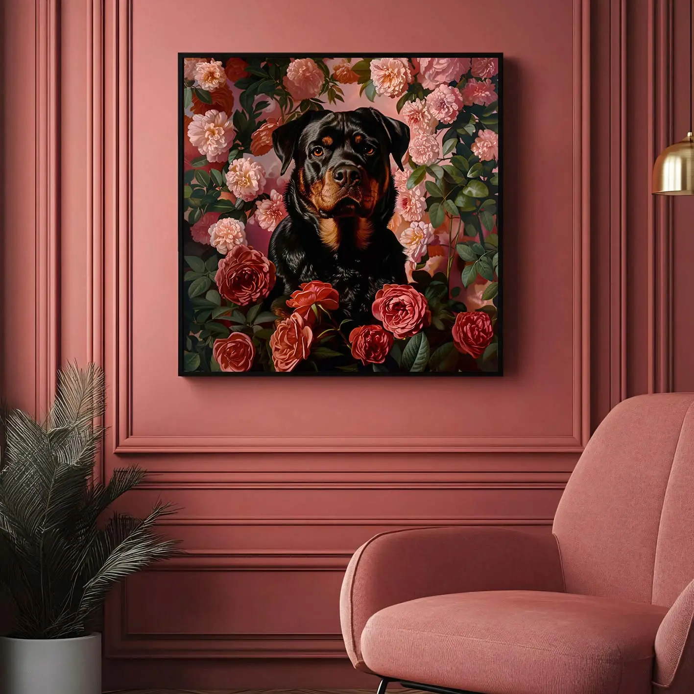 Framed Rottweiler portrait prints – Dog wall art and decor from The Garden Menagerie