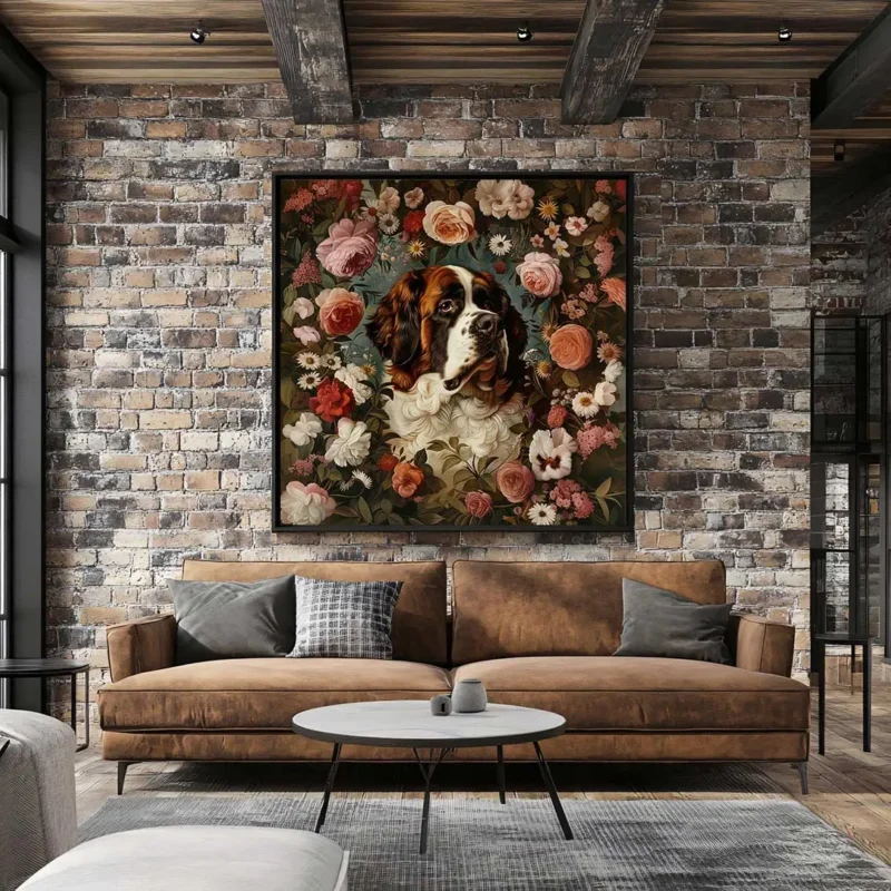 Framed Saint Bernard portrait prints – Dog wall art and decor from The Garden Menagerie