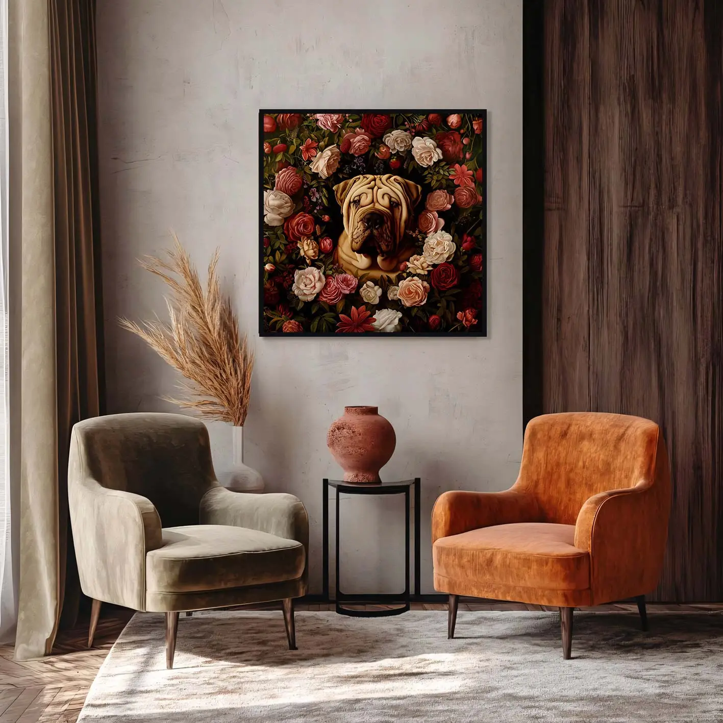 Framed Shar Pei portrait prints – Dog wall art and decor from The Garden Menagerie